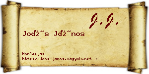 Joós János névjegykártya